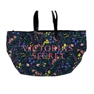 Victoria's Secret Black Floral Weekender Tote Bag XL Overnight Duffle Shopping